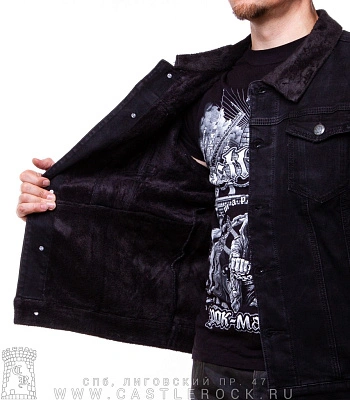 куртка джинсовая черная утепленная (черная подкладка) 829#