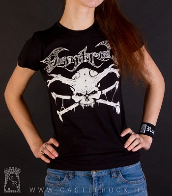 женская футболка finntroll (череп с клыками и рогами)