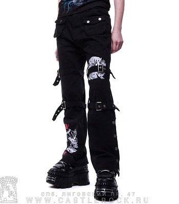 джинсы женские с принтами (ремни, кнопки, накладные карманы)