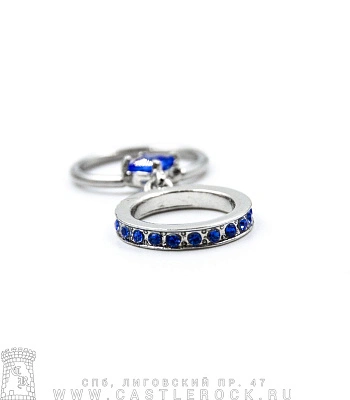 Кольцо BCR Сталь с Подвеской Кольцо (стразы синие) 1,6 х 13