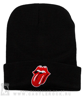 шапка с отворотом и вышивкой rolling stones