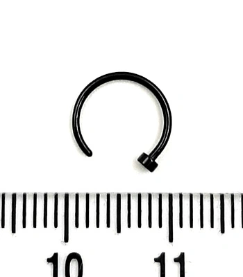 Кольцо для носа Сталь Разжимное Черное со Стопором 0,8 х 8