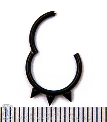 Сегментное Кольцо Кликер Сталь Черное с Шипами 1,2 х 10