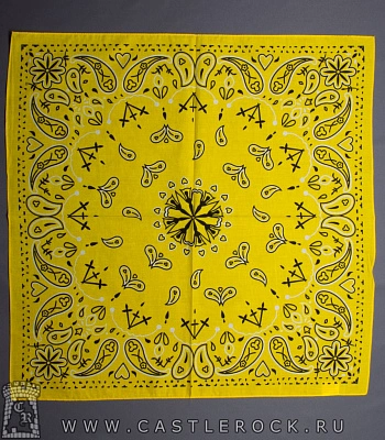 бандана классика желтая (огурцы черные с белым)