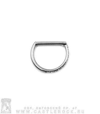 D-Образное Кольцо Кликер Титан 1,2 х 10 (кристаллы прозрачные сбоку)