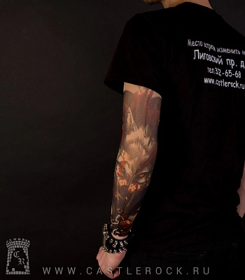 тату рукав волк в крови