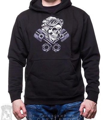 балахон череп байкера в шлеме (ч/б вышивка)