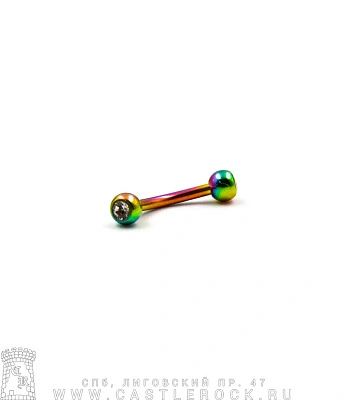 Микробанан Сталь "Бензиновый" с Шариками со Стразами (прозрачными) 1,2 х 8 х 3/3