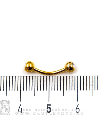 Микробанан Сталь Золотистый с Шариками со Стразами (прозрачными) 1,2 х 10 х 4/4