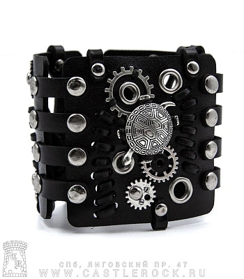 напульсник кожаный стимпанк черный (bspk-6)