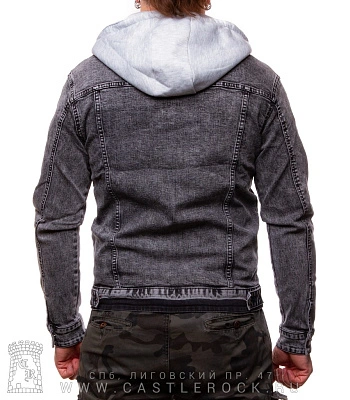 куртка джинсовая серая с капюшоном ktb8360