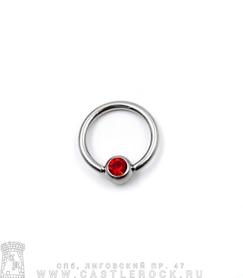 Кольцо BCR Сталь с Шариком со Стразом (красным) 1,6 х 11 х 5