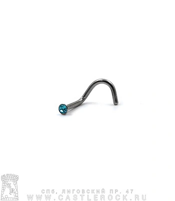 Крючок для носа Сталь со Стразом (голубым) 1 х 6-8 х 2