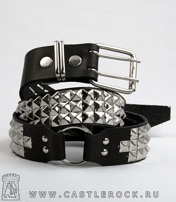 ремень кожаный 3 ряда пирамиды (составной, длинный)