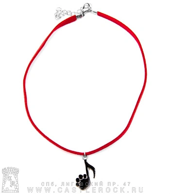 чокер нота лапка (эмаль, текстиль, красный)
