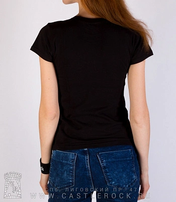 женская футболка slipknot (козел, красная надпись)