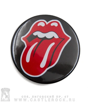значок rolling stones (лого, черный)