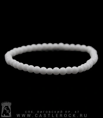 браслет из натурального камня агат белый (4 мм)