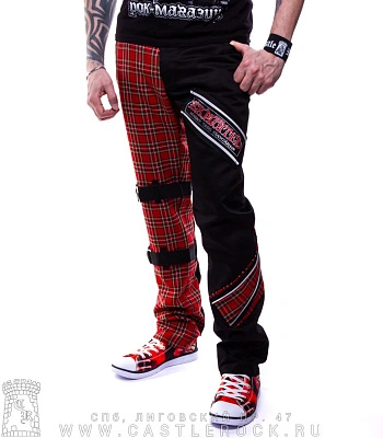 брюки клетка комбинированные exploited (с двумя ремнями)