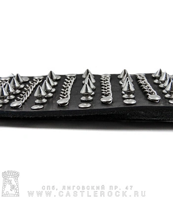 напульсник кожаный шипы, цепи, клепки (на шнуровке)