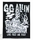нашивка на спину gg allin "live fast die fast"