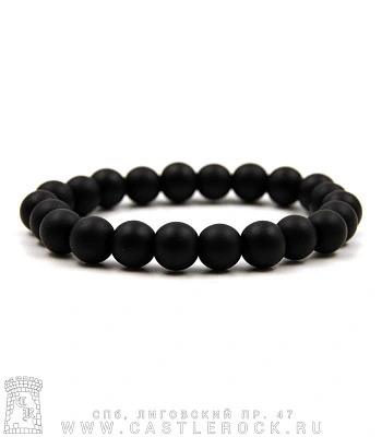 браслет из натурального камня агат черный матовый (10 мм)