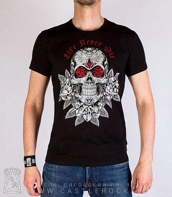 футболка череп "life never die" (светится)