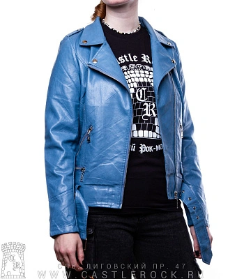 косуха женская к/з удлиненная (голубая) h-177