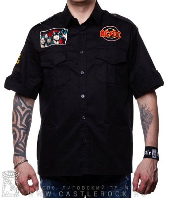рубашка с коротким рукавом ac/dc "let there be rock" (вышивка)