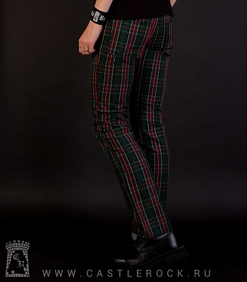 брюки клетка зеленая темная с красным