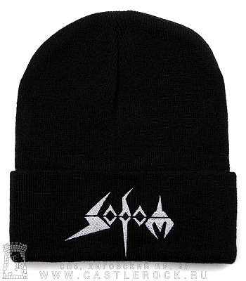 шапка с отворотом и вышивкой sodom