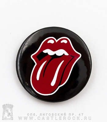 значок rolling stones (лого, черный)