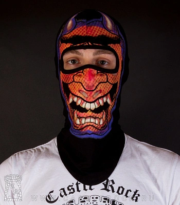 шапка балаклава череп демона (оранжевый)