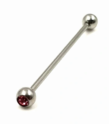 Штанга Индастриал Сталь с Шариками со Стразом (розовым) 1,6 х 38 х 5/5