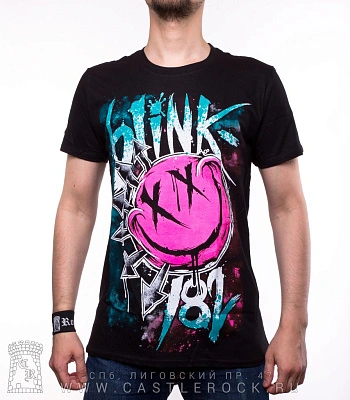 футболка blink-182 (смайл розовый)