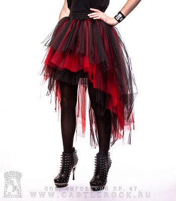 юбка из фатина черная с красным (каскадная)
