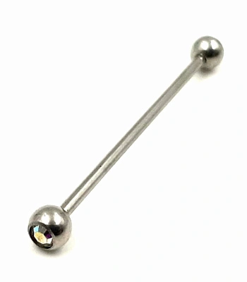 Штанга Индастриал Сталь с Шариками со Стразом (перламутровым) 1,6 х 38 х 5/5