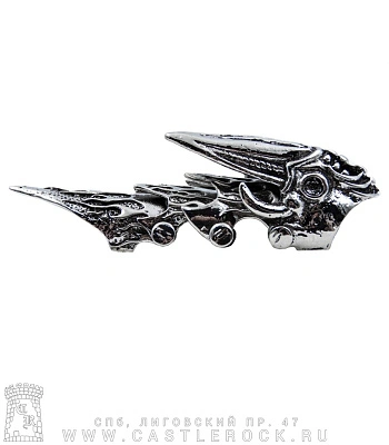 кольцо-коготь череп ворона и пламя