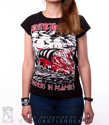 женская футболка bathory "shores in flames"