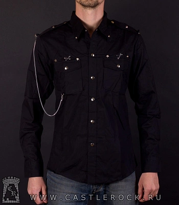 рубашка с длинным рукавом без рисунка (цепочка с карабинами, два кармана)