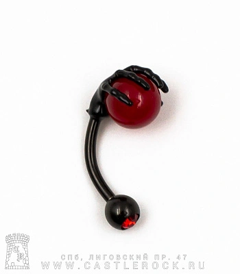 Банан Сталь Черный с Шариком со Стразом и Лапой с Шаром 1,6 х 11 х 5/11