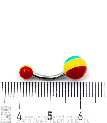 Банан Сталь с Акриловыми Шариками Полоса (раста) 1,6 х 10 х 5/8