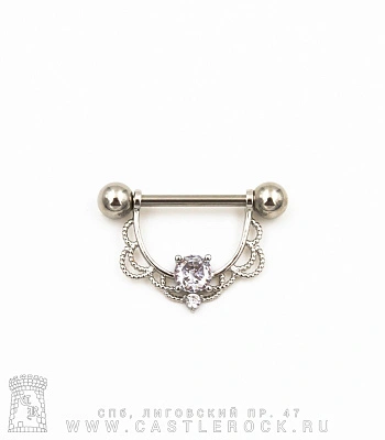 Штанга Сталь Кружево (стразы прозрачные) 1,6 х 16 х 5/5