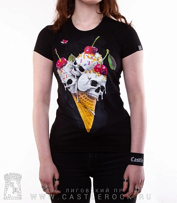 женская футболка мороженое черепа (светится)