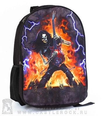 рюкзак принт скелет гитариста и молнии