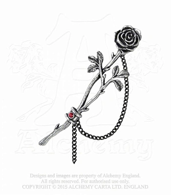 серьга кафф alchemy gothic (алхимия готик) e344 chained-love rose