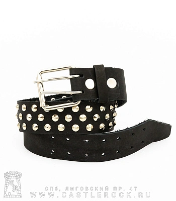 ремень кожаный 3 ряда конусы
