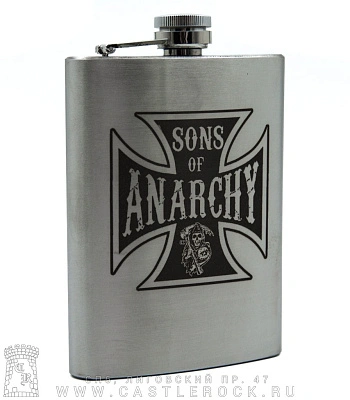 фляга стальная с гравировкой sons of anarchy (крест мальтийский) 8 oz