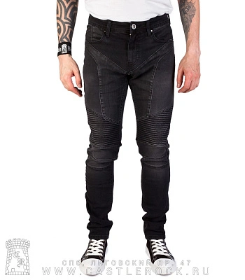 джинсы castle rock черные (потертые, простроченные)