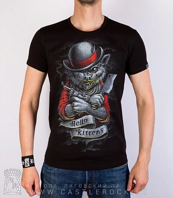 футболка кот гангстер "hello kittens" (светится)